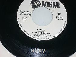 ANARCHIC SYSTEM Carmen / Marina 45 MGM 14461 WLP unreleased 1972 RARE TECHNO