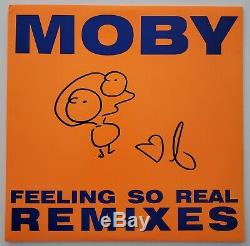 Moby Signed Feeling So Real Remixes Vinyl Record Sketch Techno EDM LEGEND RAD