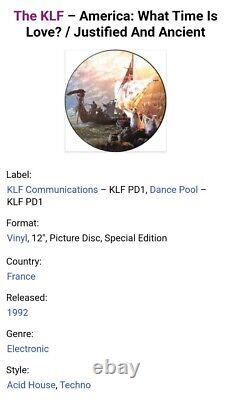 The KLF America What Time Is Love Pic Disc 12 Vinyl KLF Communications KLFPD1
